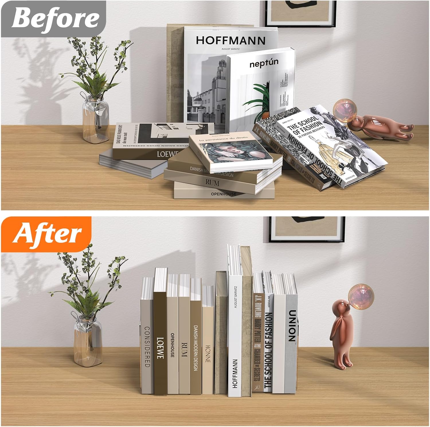 Acrylic Bookends 4 Pcs, Clear Book Ends for Shelves, Transparent Bookend Organizer, Book Holder Stand Decorative, Book Stoppers for Heavy Duty Books, CD, File, Video Games - Image 4