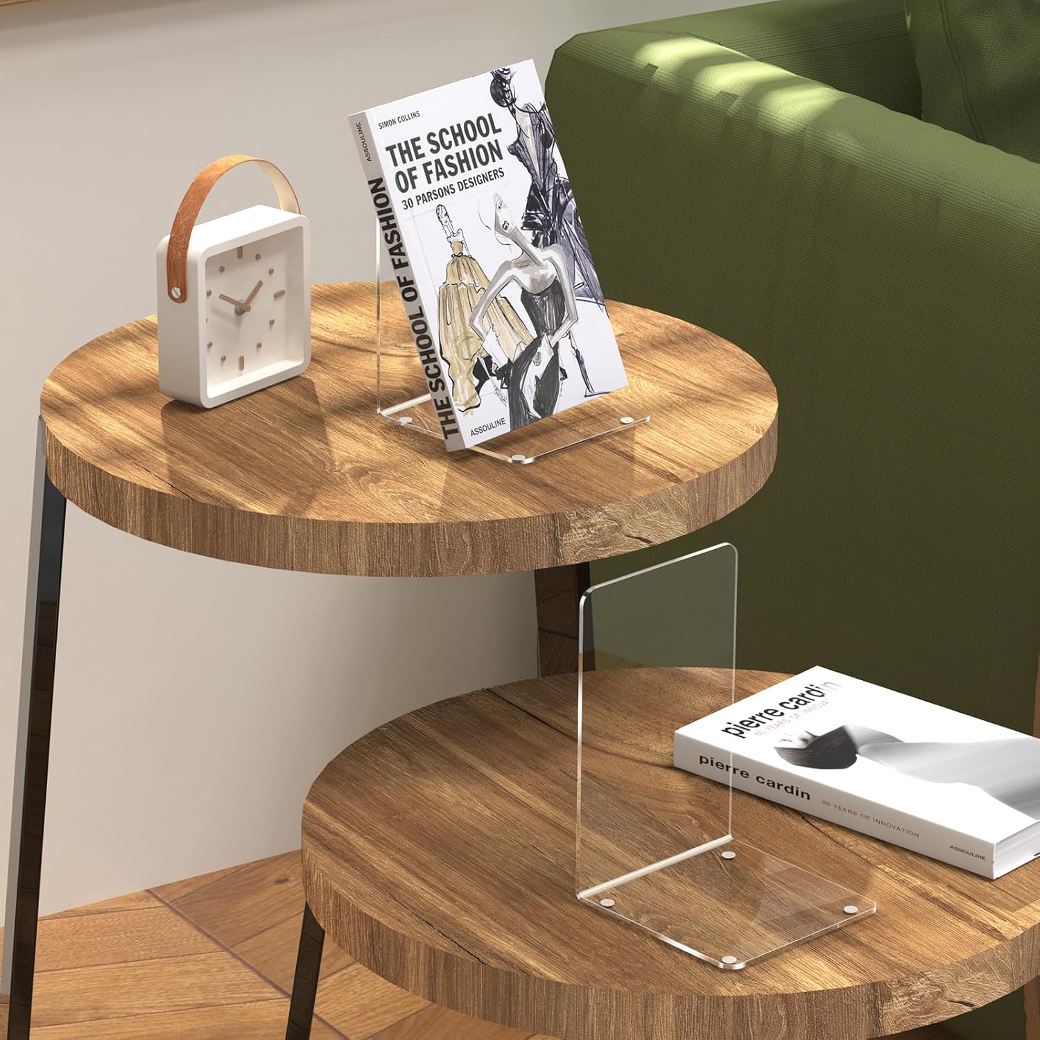 Acrylic Bookends 4 Pcs, Clear Book Ends for Shelves, Transparent Bookend Organizer, Book Holder Stand Decorative, Book Stoppers for Heavy Duty Books, CD, File, Video Games - Image 6