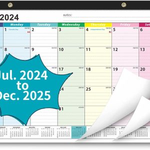 Desk Calendar 2025, 21 Months Calendar Runs from October 2024 to June 2026 - Large 17" x 12" Desktop/Wall Monthly Calendar for Home School, or Office - 2025 New Edition
