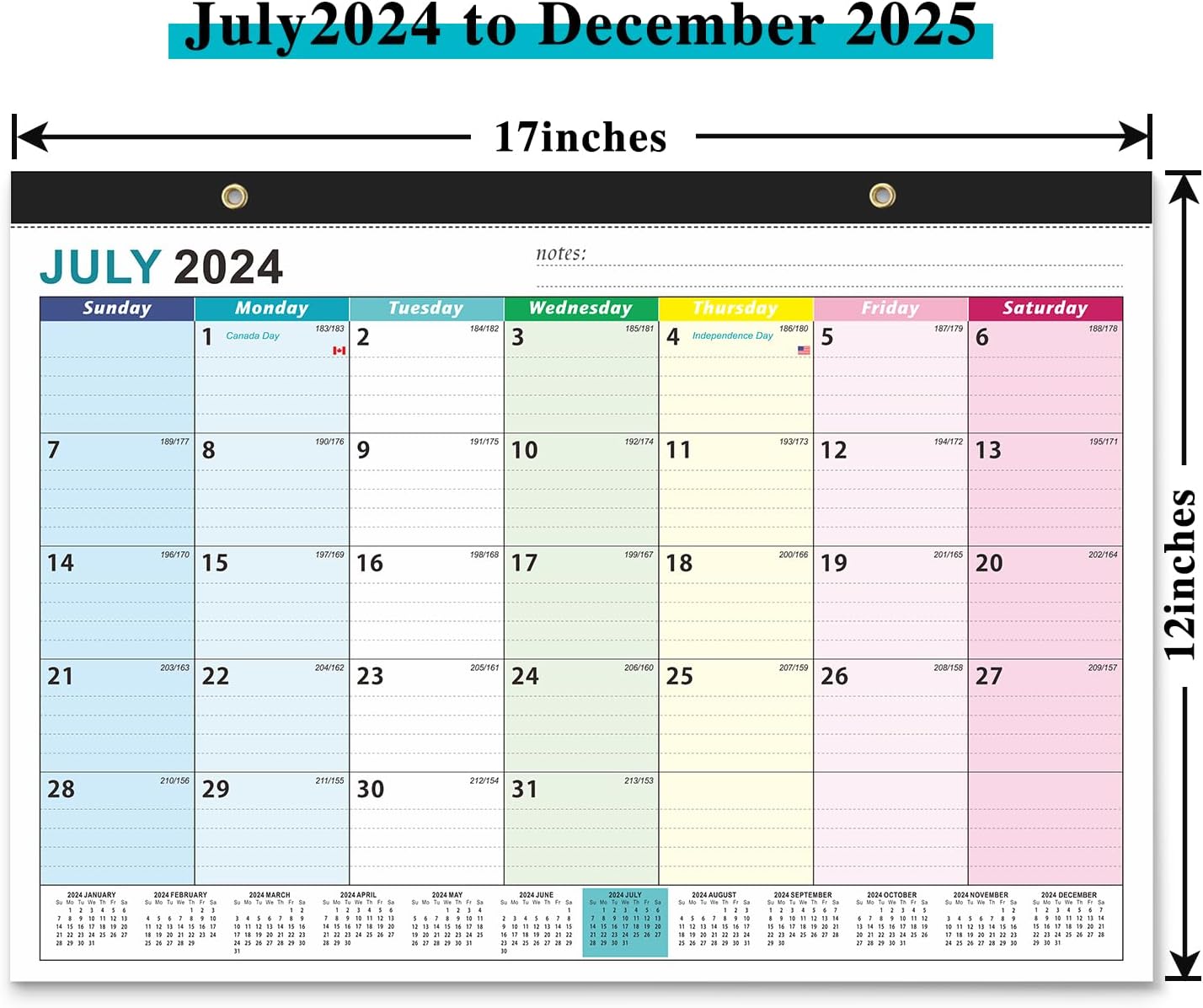 Desk Calendar 2024-2025, AgePlace Wall Calendar Covers July 2024 to December 2025, Large Size 17" x 12", Includes Holiday and Vacation Reminders(OSFG)… - Image 2