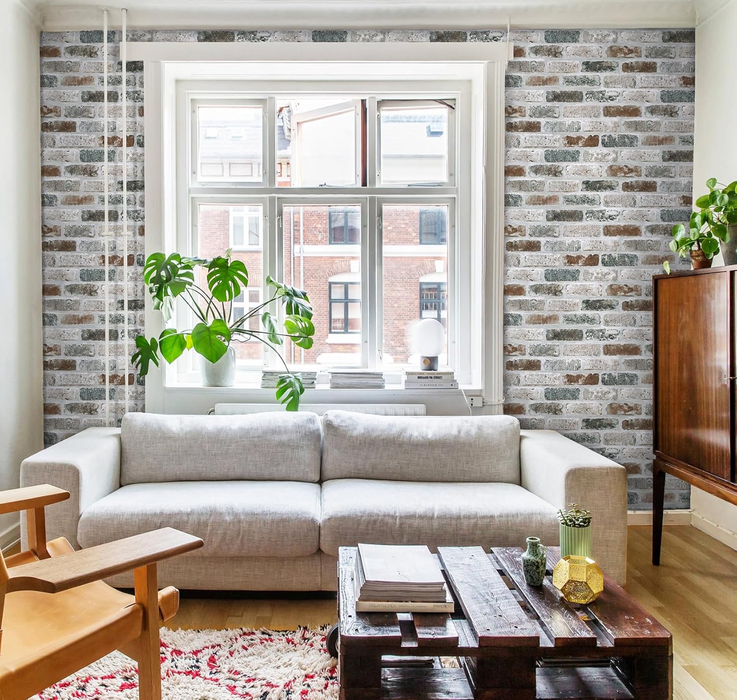 Guvana 17.3"×118" Brick Wallpaper Red/Blue/Grey Brick Peel and Stick Wallpaper 3D Vintage Brick Contact Paper Self Adhesive Removable Contact Paper Faux Brick Texture Wallpaper for Bedroom Decor - Image 3