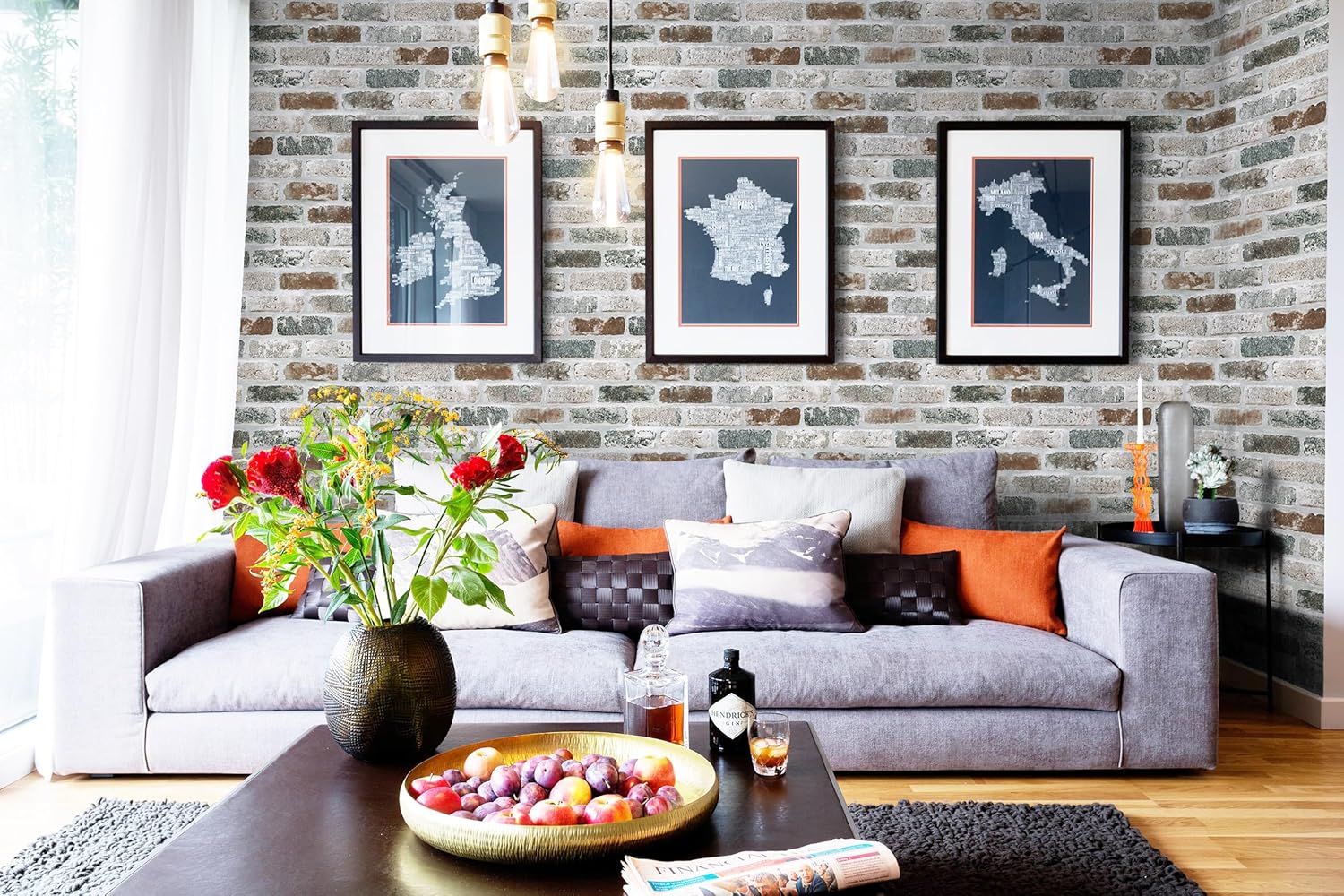 Guvana 17.3"×118" Brick Wallpaper Red/Blue/Grey Brick Peel and Stick Wallpaper 3D Vintage Brick Contact Paper Self Adhesive Removable Contact Paper Faux Brick Texture Wallpaper for Bedroom Decor - Image 4