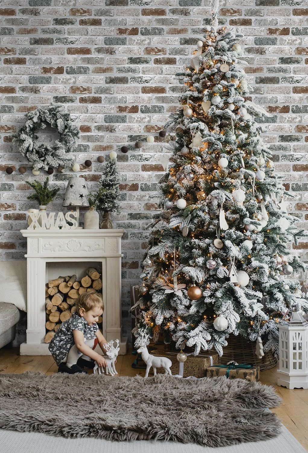 Guvana 17.3"×118" Brick Wallpaper Red/Blue/Grey Brick Peel and Stick Wallpaper 3D Vintage Brick Contact Paper Self Adhesive Removable Contact Paper Faux Brick Texture Wallpaper for Bedroom Decor - Image 5