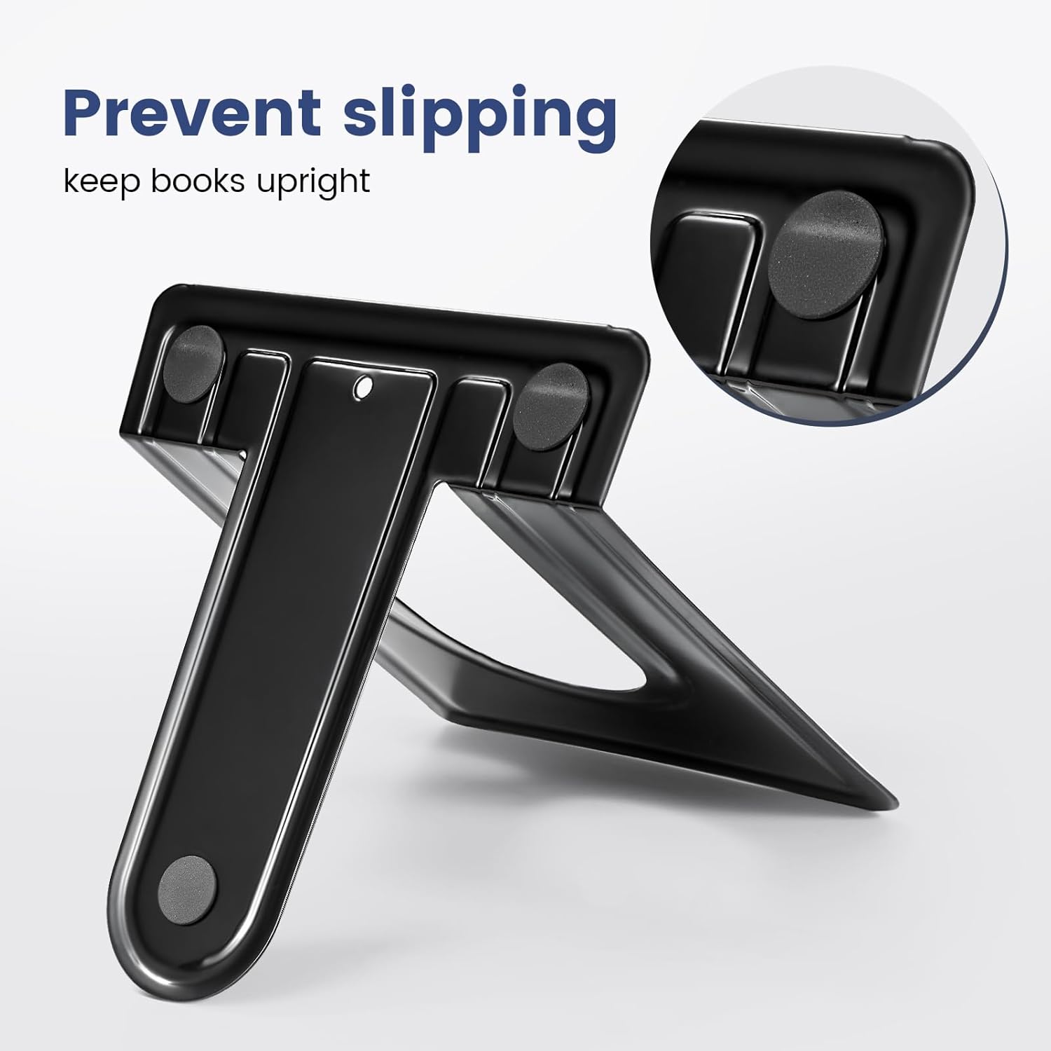 HappyHapi Bookends, Book Ends, Metal Bookend for Shelves, Non-Skid Book End to Hold Books, Black Book Stopper/Holder for Office Home Kitchen, 5.7X 4.9 X 6.5 in, 3 Pair(6 Pcs, Large) - Image 4