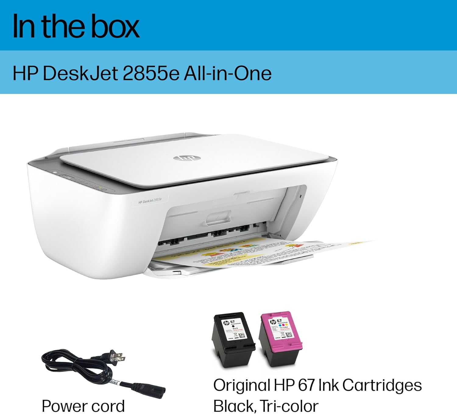 HP DeskJet 2855e Wireless All-in-One Color Inkjet Printer, Scanner, Copier, Best-for-home, 3 months of ink included (588S5A) - Image 6