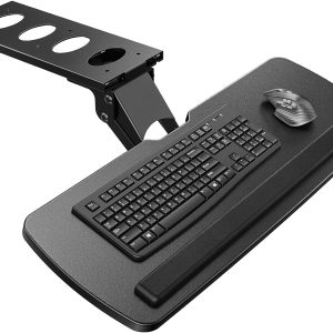 Keyboard Tray Under Desk, 360 Adjustable Ergonomic Sliding Keyboard & Mouse Tray, Under Desk Keyboard Tray Slide Out, Keyboard Holder Under Desk for Typing in Home, Office Work, 25"W x 9.84"D
