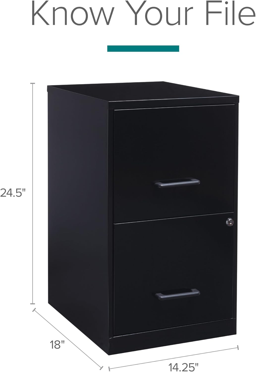 Lorell 14341 18 Deep 2-Drawer File Cabinet, Black - Image 3