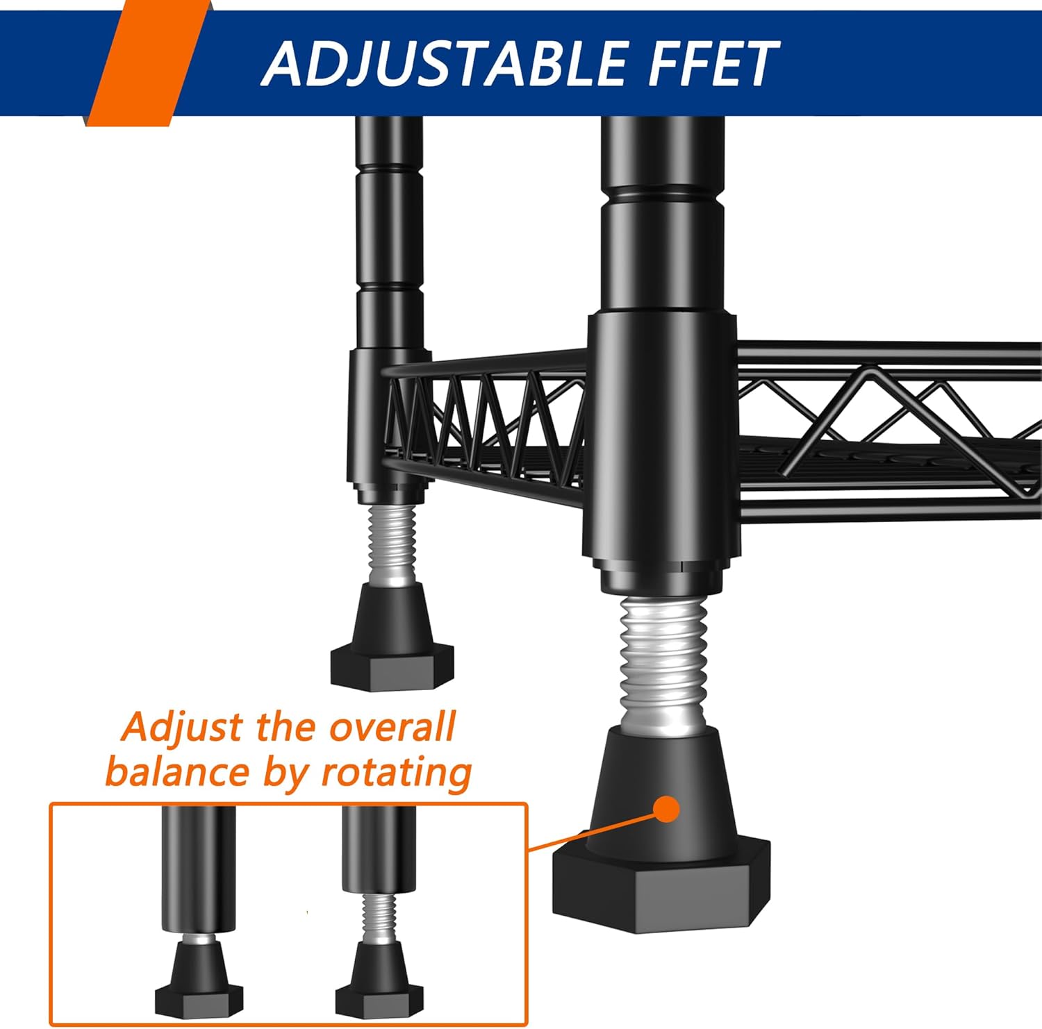 REGILLER 5-Wire Shelving Metal Storage Rack Adjustable Shelves, Standing Storage Shelf Units for Laundry Bathroom Kitchen Pantry Closet(Black, 16.6L x 11.8W x 53.5H) - Image 7