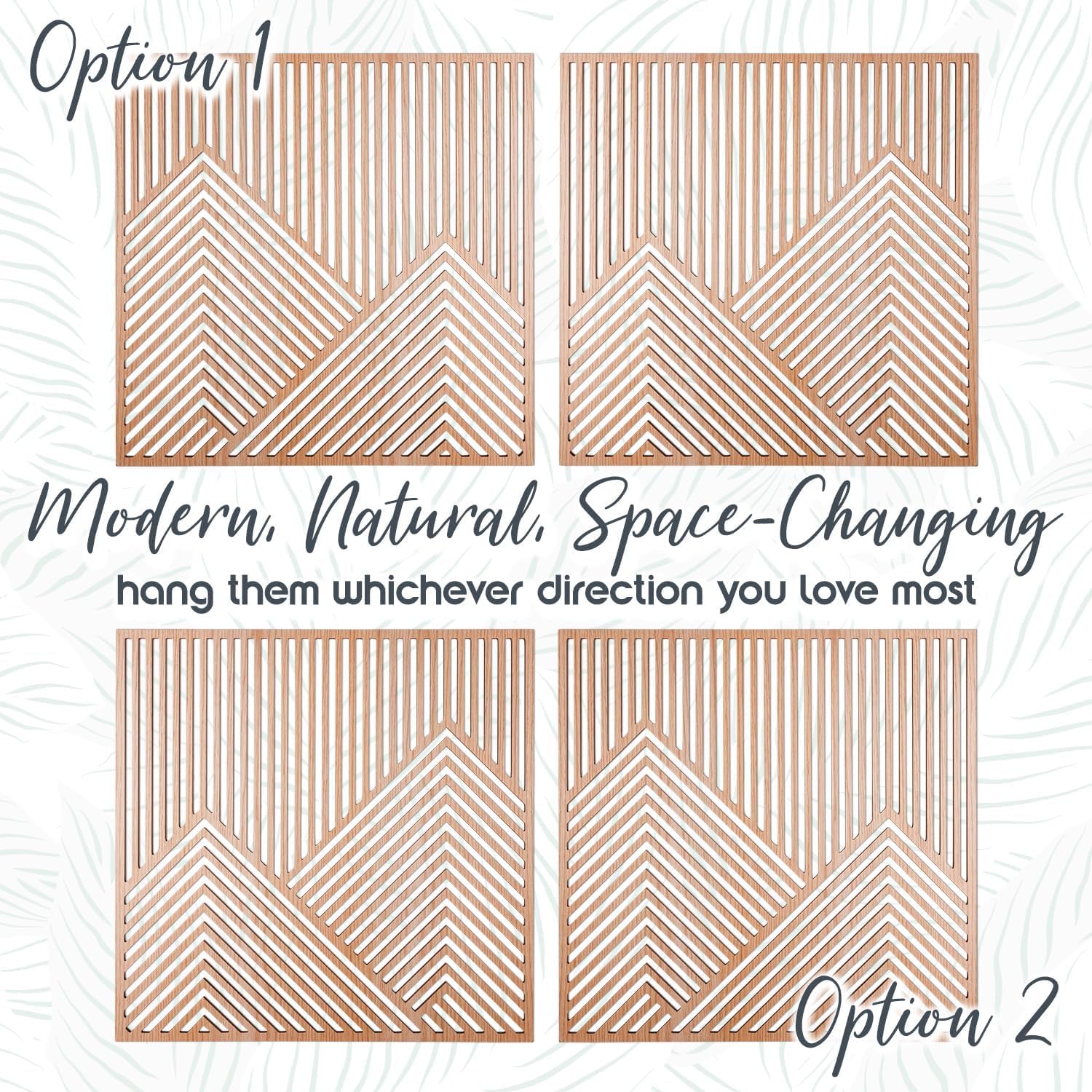 SnugLife 2 Pcs Wood Mountain Wall Art - Modern Wooden Panel Mountain Wall Decor, Decorative Forest Nature Abstract Line Minimalist Wall Art for Living Room Bedroom Farmhouse - Large 23.5”x23.5” - Image 2