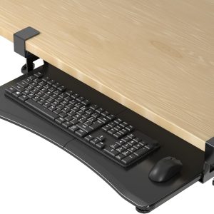 Keyboard Tray Under Desk Pull Out with C Clamp Mount, Computer Keyboard & Mouse Tray, 25.6 (30 Including Clamps) x 11.8 inch Slide-Out Platform Computer Drawer for Typing, Black, DSF1