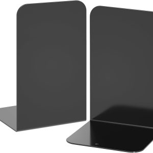 VFINE Bookends 1 Pair, Bookends for Shelves, Metal Black Book Ends for Shelves, Book Ends for Heavy Books, Book Shelf Holder for Home Office