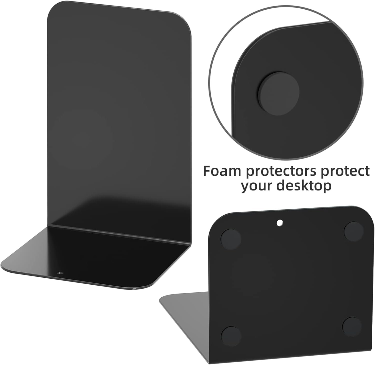 VFINE Bookends 1 Pair, Bookends for Shelves, Metal Black Book Ends for Shelves, Book Ends for Heavy Books, Book Shelf Holder for Home Office - Image 4