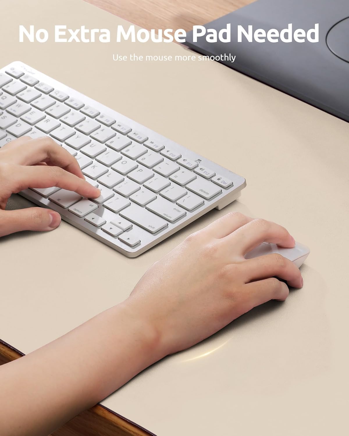 YSAGi Leather Desk Pad Protector, Office Desk Mat, Large Mouse Pad, Non-Slip PU Leather Desk Blotter, Laptop Desk Pad, Waterproof Desk Writing Pad for Office and Home (Eggshell, 23.6" x 13.8") - Image 3