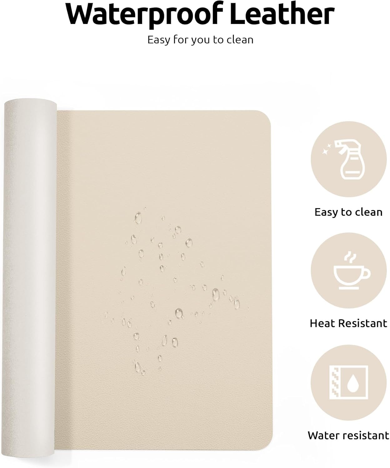 YSAGi Leather Desk Pad Protector, Office Desk Mat, Large Mouse Pad, Non-Slip PU Leather Desk Blotter, Laptop Desk Pad, Waterproof Desk Writing Pad for Office and Home (Eggshell, 23.6" x 13.8") - Image 4